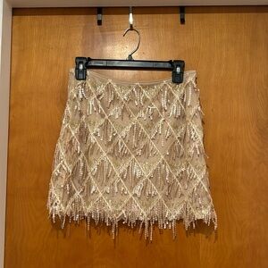 Sequins Tassel Mid Waist Mini Skirt